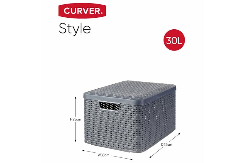 Curver 427235 Style Storage Boxes With Lid 3 Pcs Size L Anthracite