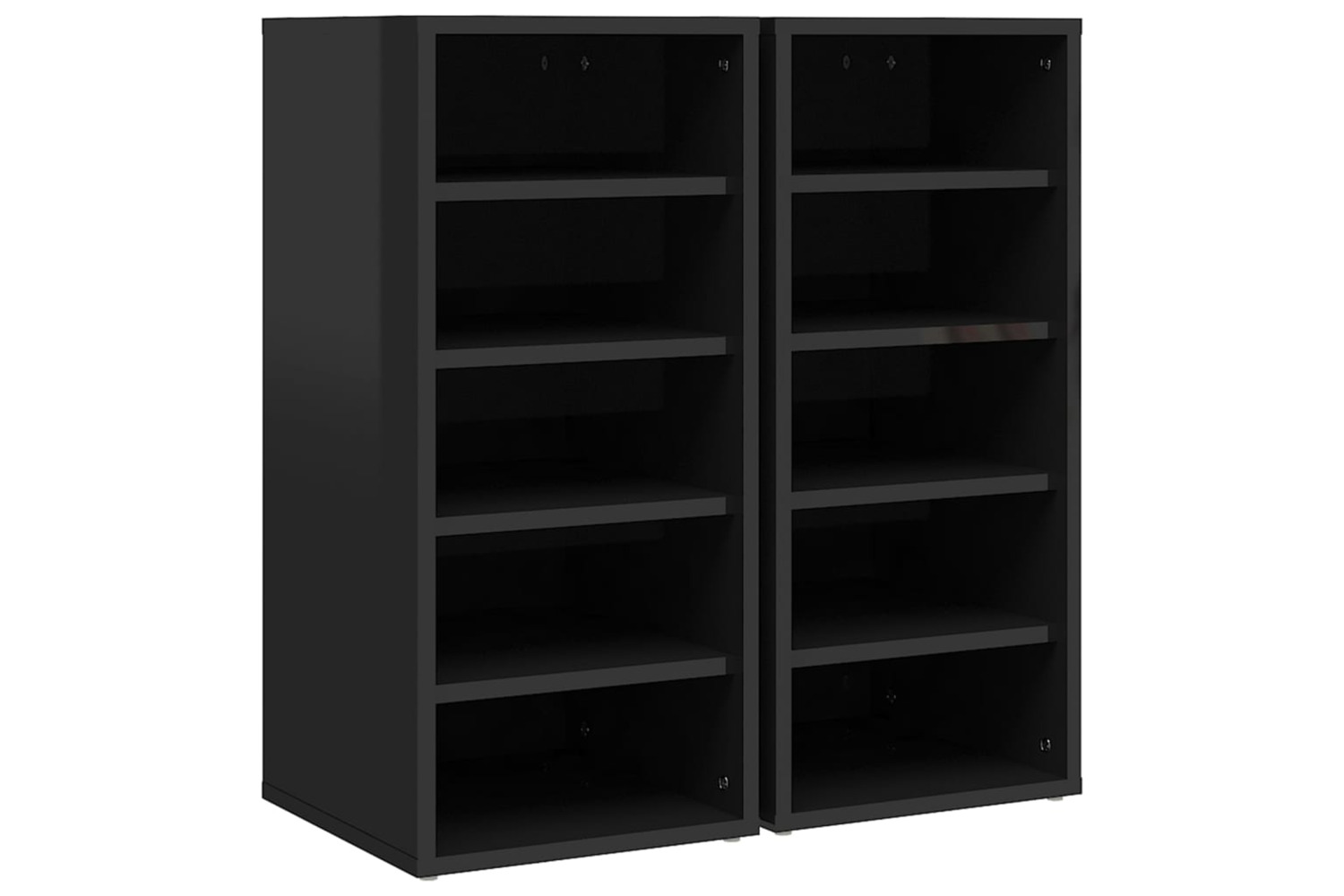vidaXL 808996 Shoe Cabinets 2 Pcs High Gloss Black 31.5x35x70cm Engineered Wood