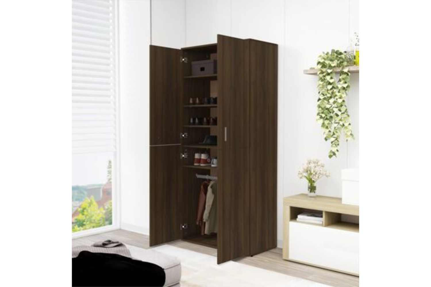 vidaXL 815533 Shoe Cabinet Brown Oak 80x39x178cm Engineered Wood