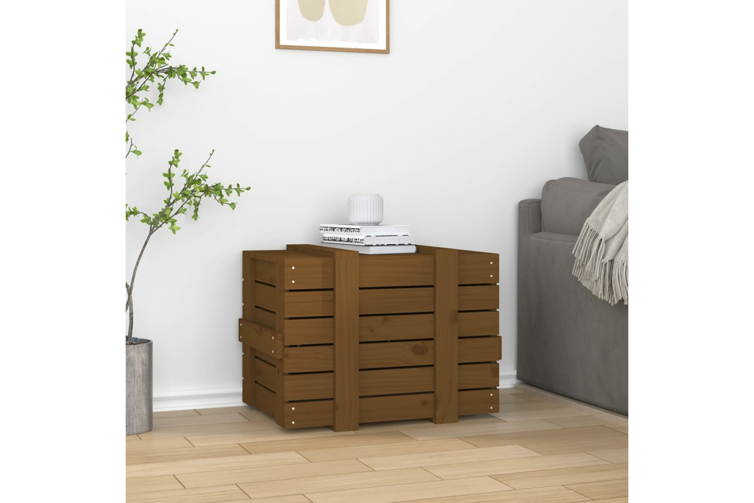 vidaXL 824996 Storage Box Honey Brown 58x40.5x42cm Solid Wood Pine