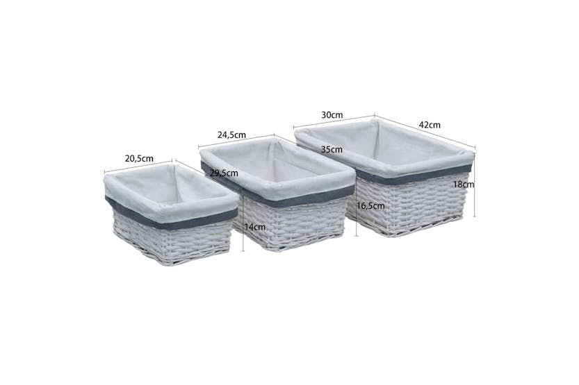 Vidaxl 286976 3 Piece Nesting Basket Set White Willow