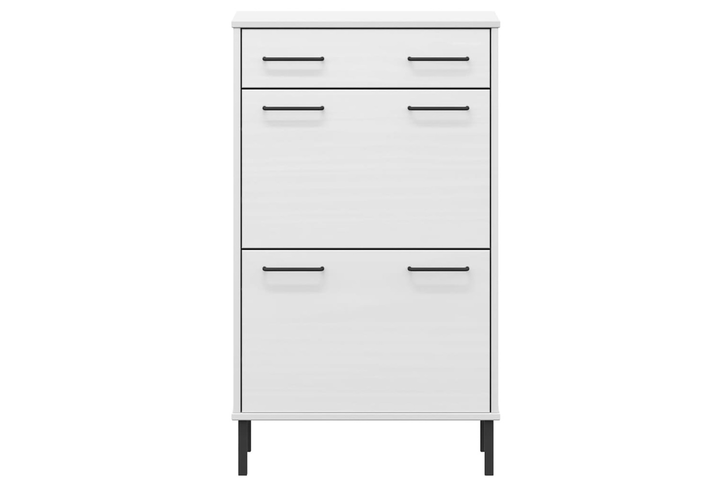 vidaXL 350984 Shoe Rack With Metal Legs White Solid Wood Pine Oslo