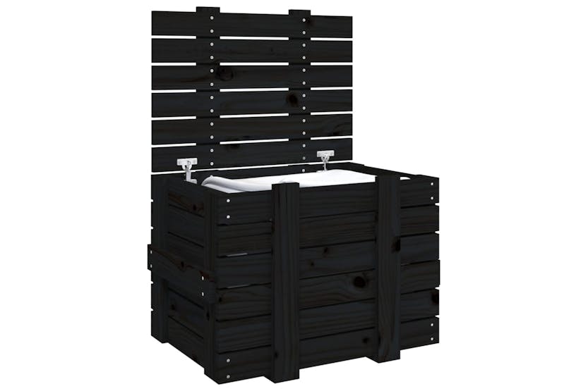 Vidaxl 824997 Storage Box Black 58x40.5x42 Cm Solid Wood Pine