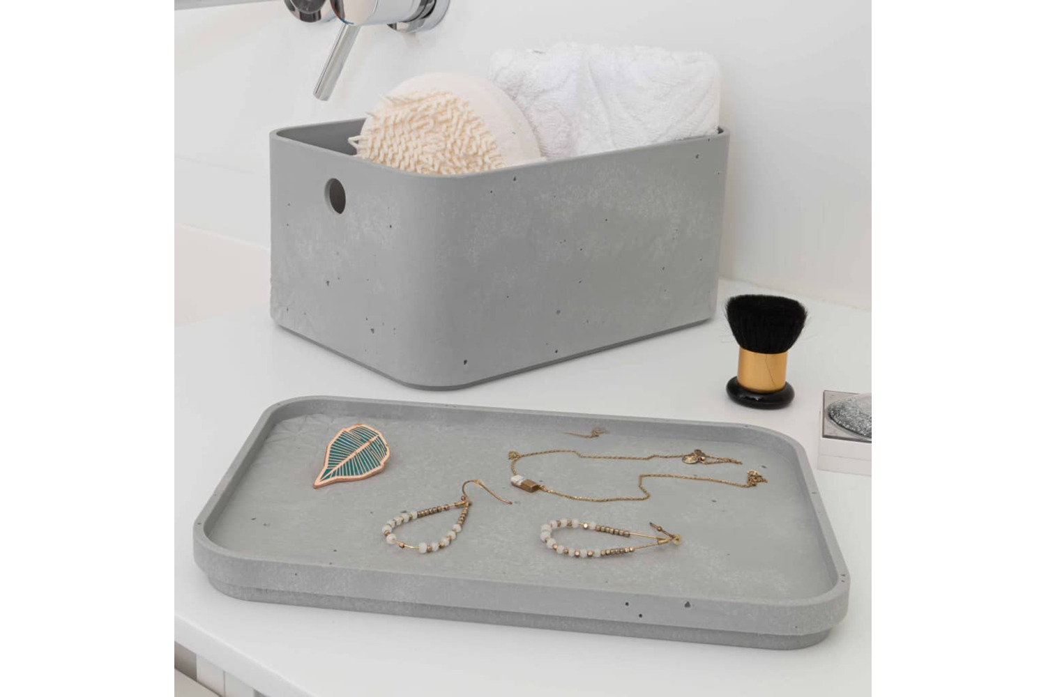 Curver 427244 Beton Storage Box Set 3 Pcs With Lid Size M Light Grey