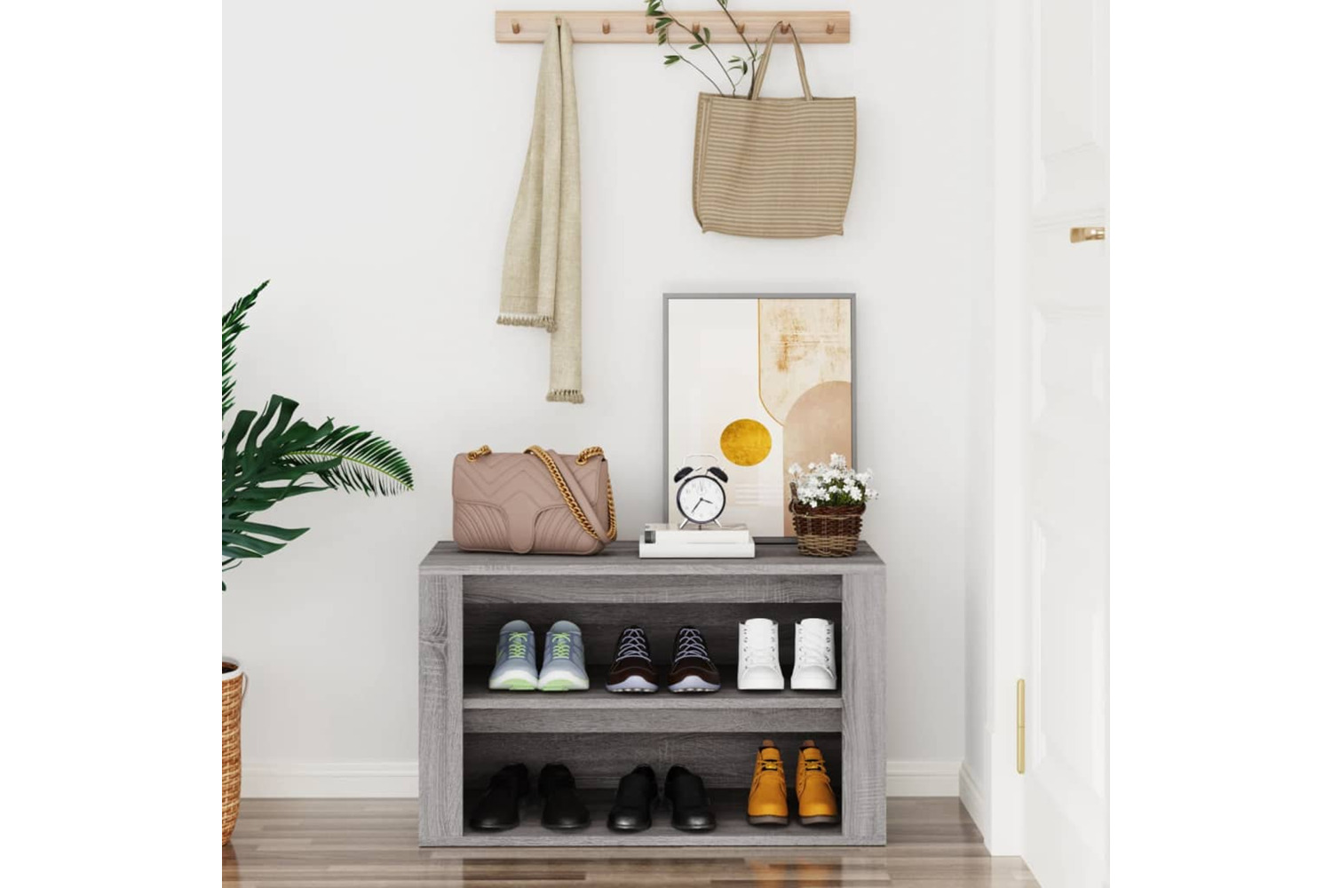 vidaXL 816902 Shoe Rack Grey Sonoma 75x35x45cm Engineered Wood