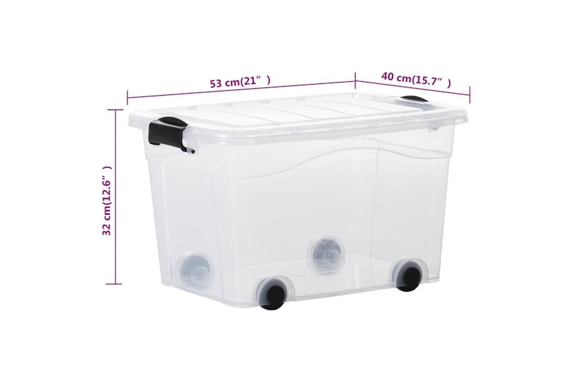 Vidaxl 151909 Storage Boxes With Wheels & Lids 2 Pcs Transparent 40 L