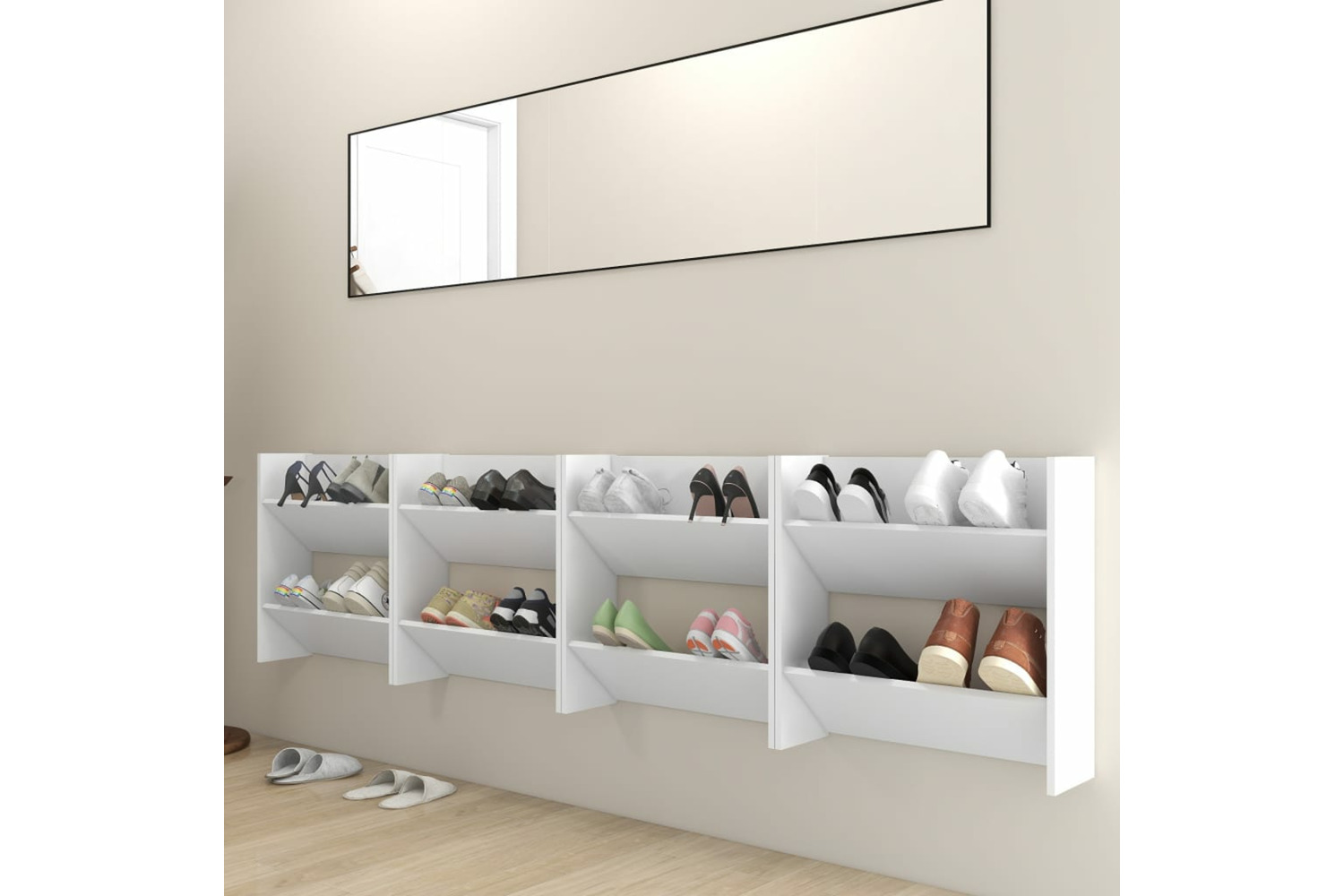 vidaXL 806716 Wall Shoe Cabinets 4 Pcs White 60x18x60cm Engineered Wood