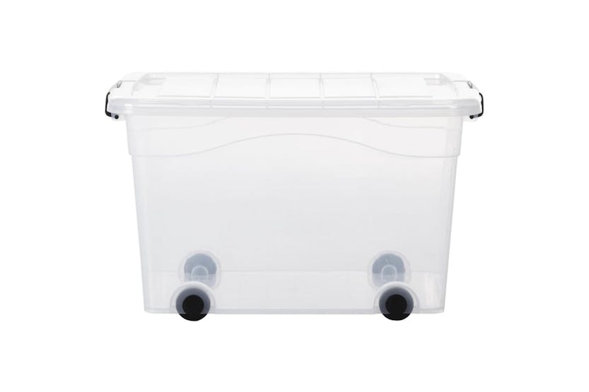 Vidaxl 151911 Storage Boxes With Wheels & Lids 2 Pcs Transparent 60 L