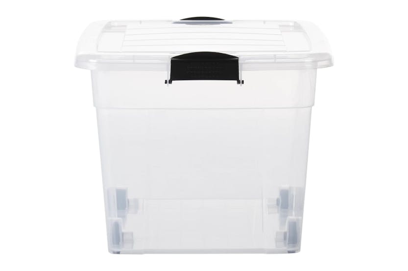 Vidaxl 151911 Storage Boxes With Wheels & Lids 2 Pcs Transparent 60 L