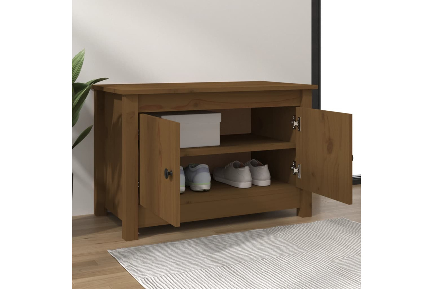 vidaXL 813782 Shoe Cabinet Honey Brown 70x38x45.5cm Solid Wood Pine