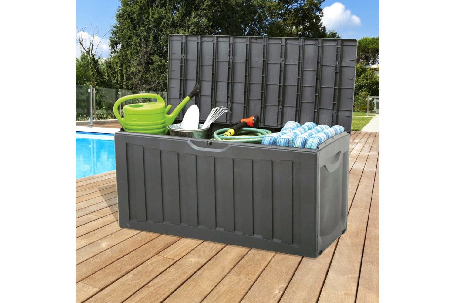 vidaXL 153887 Storage Box Black 118x53x57cm Polypropylene