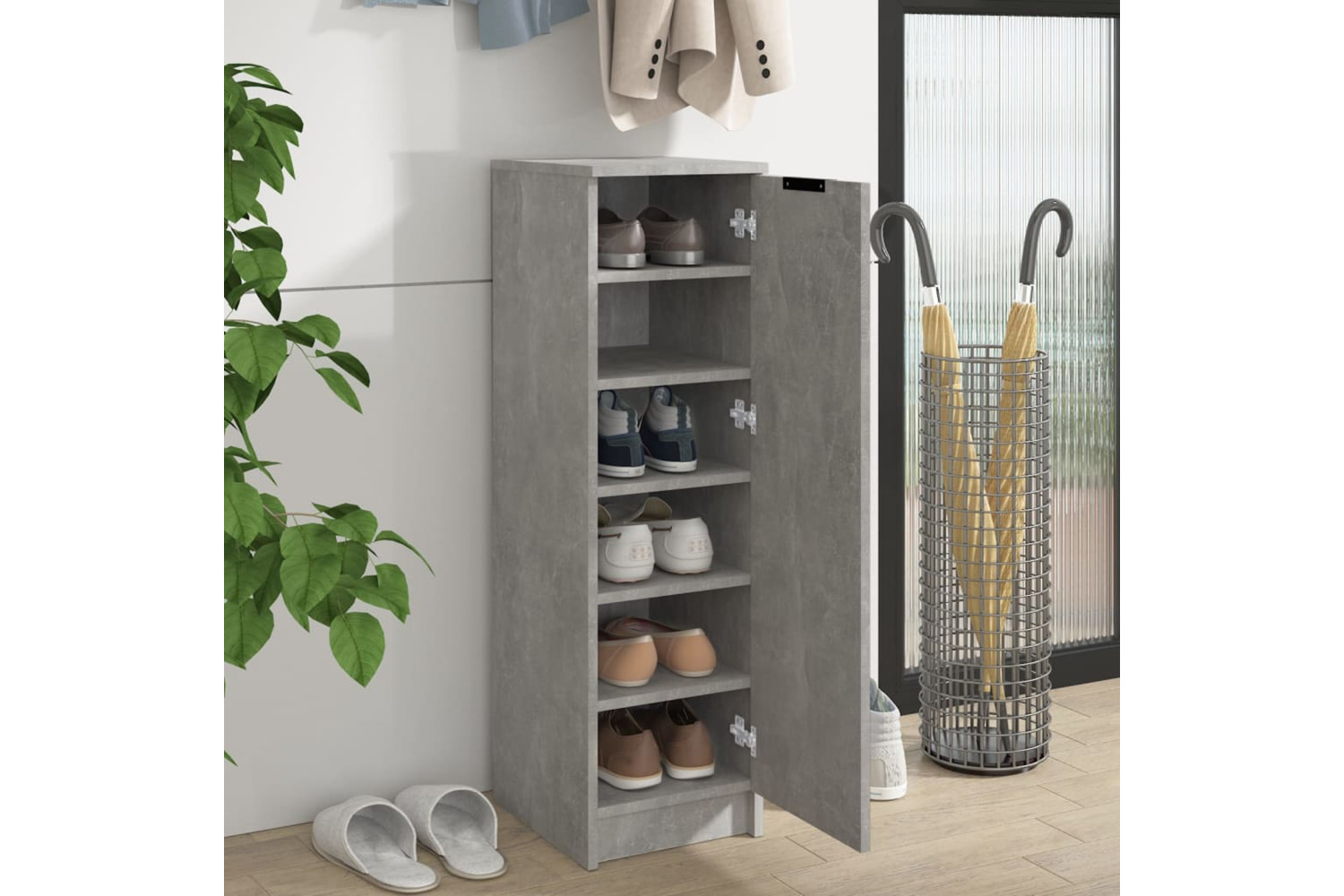 Vidaxl Shoe Cabinet Concrete Grey 30x35x100 Cm Engineered Wood
