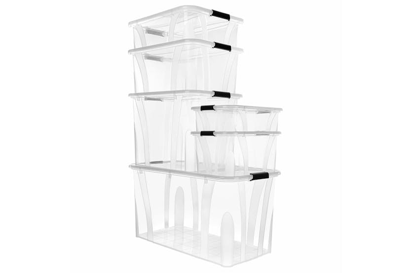 Vidaxl 151905 Storage Boxes With Lids 2 Pcs Transparent 55 L