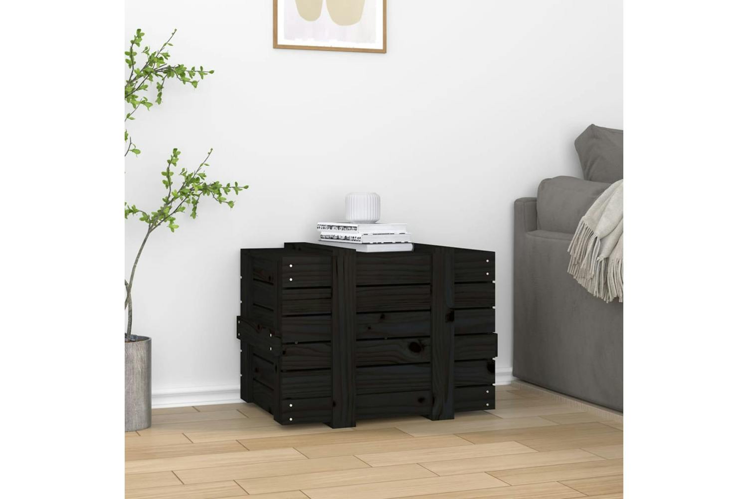 Vidaxl 824997 Storage Box Black 58x40.5x42 Cm Solid Wood Pine