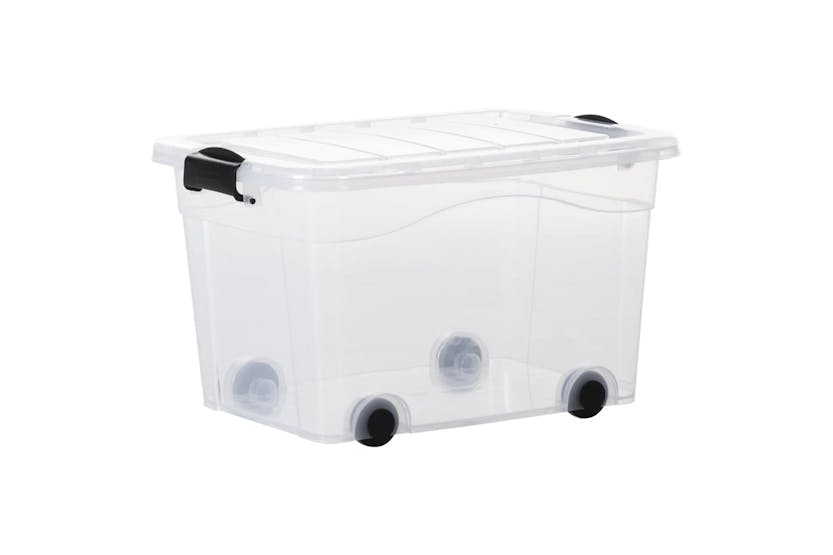 Vidaxl 151909 Storage Boxes With Wheels & Lids 2 Pcs Transparent 40 L