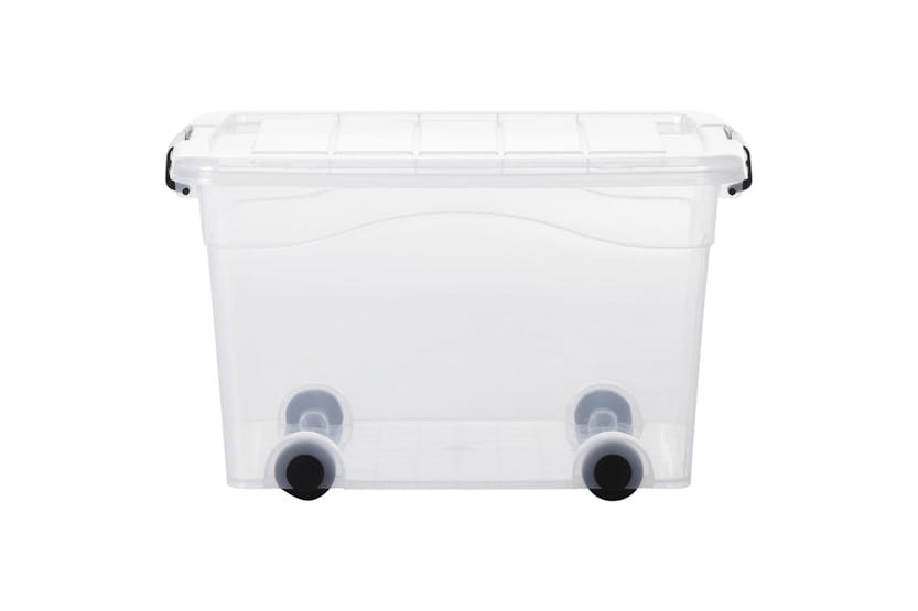 Vidaxl 151909 Storage Boxes With Wheels & Lids 2 Pcs Transparent 40 L