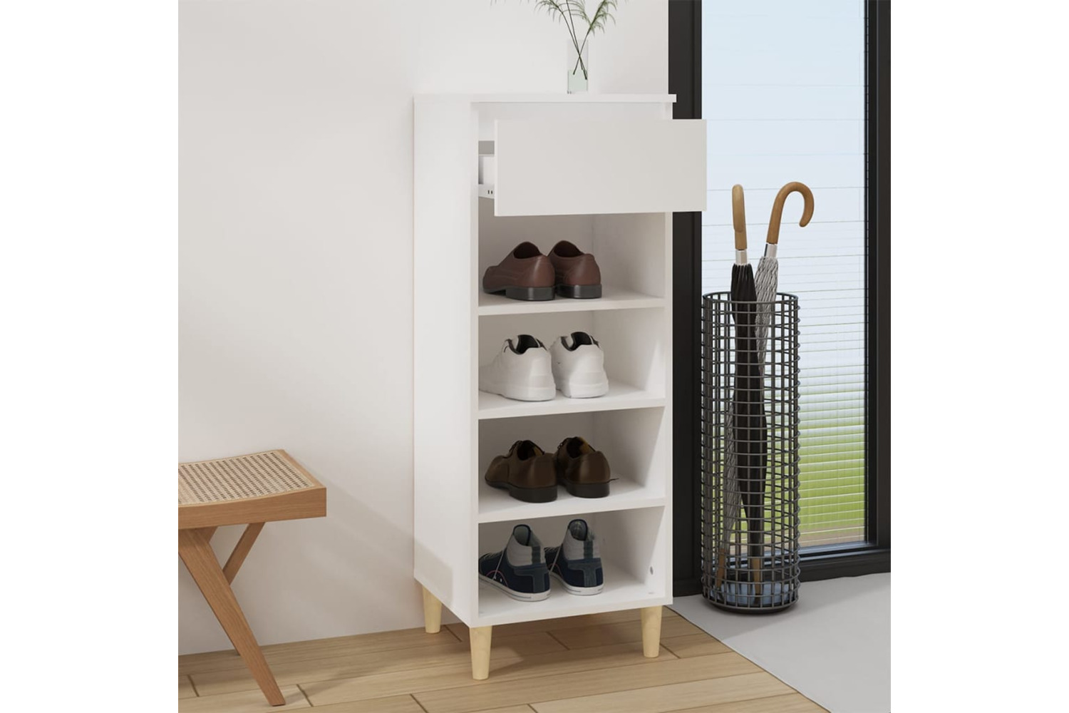 vidaXL 819772 Shoe Cabinet White 40x36x105cm Engineered Wood