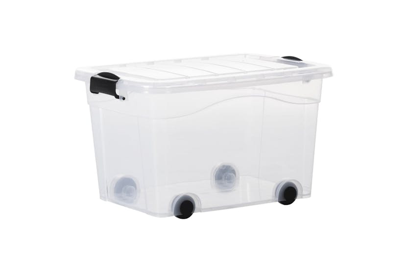 Vidaxl 151910 Storage Boxes With Wheels & Lids 5 Pcs Transparent 40 L