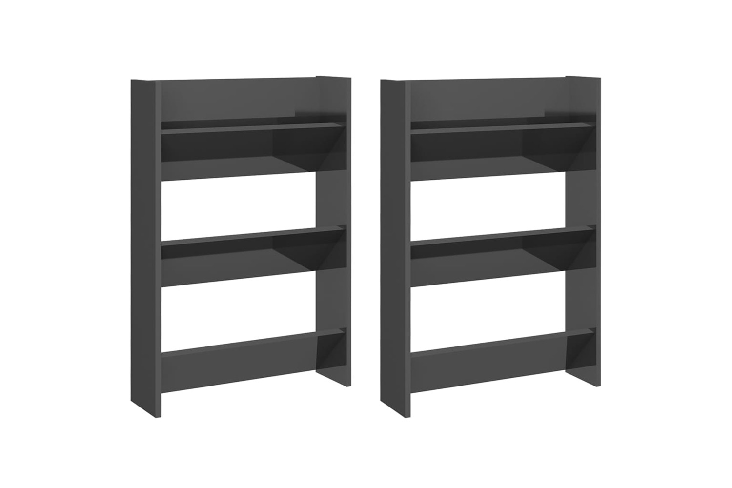 vidaXL 806776 Wall Shoe Cabinets 2 Pcs High Gloss Grey 60x18x90cm Engineered Wood
