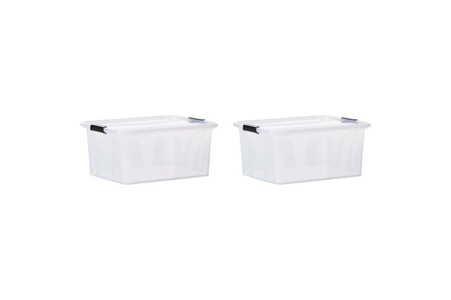 vidaXL 151903 Storage Boxes With Lids 2 Pcs Transparent 32 L