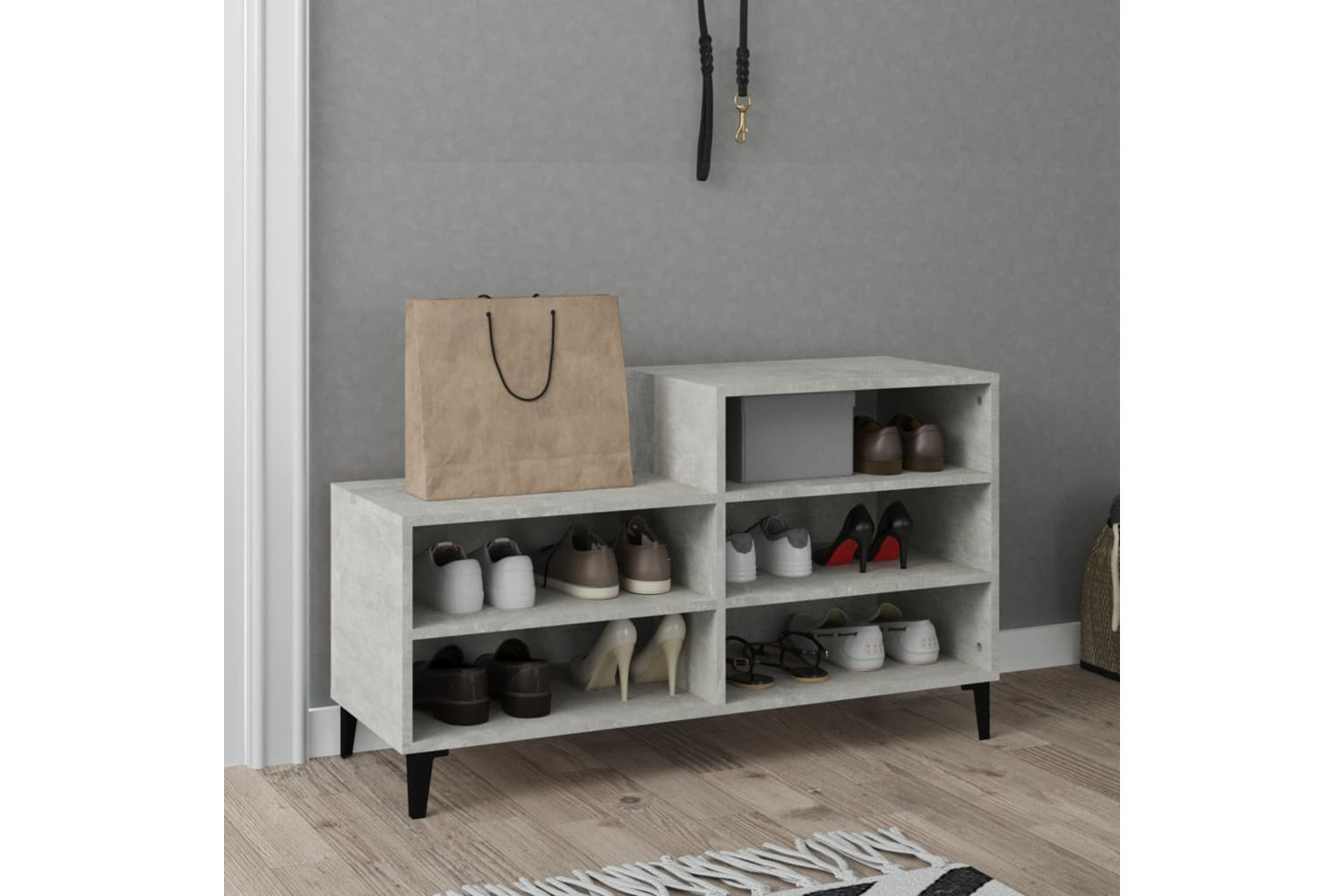 vidaXL 819736 Shoe Cabinet Concrete Grey 102x36x60cm Engineered Wood