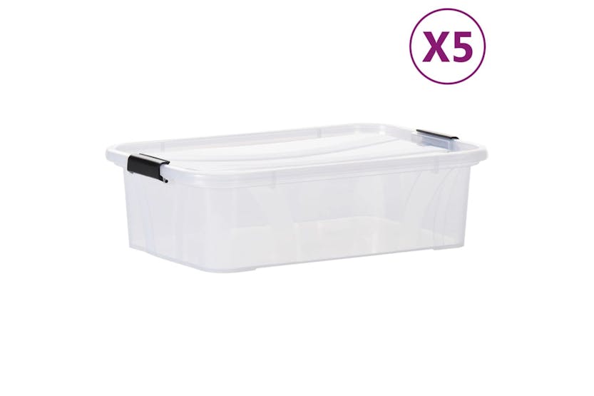 Vidaxl 151898 Storage Boxes With Lids 5 Pcs Transparent 7 L