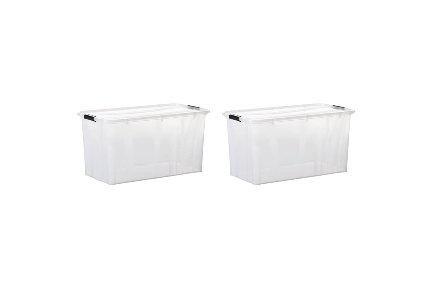 vidaXL 151907 Storage Boxes With Lids 2 Pcs Transparent 80 L