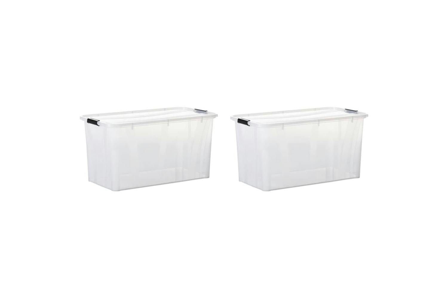 Vidaxl 151907 Storage Boxes With Lids 2 Pcs Transparent 80 L