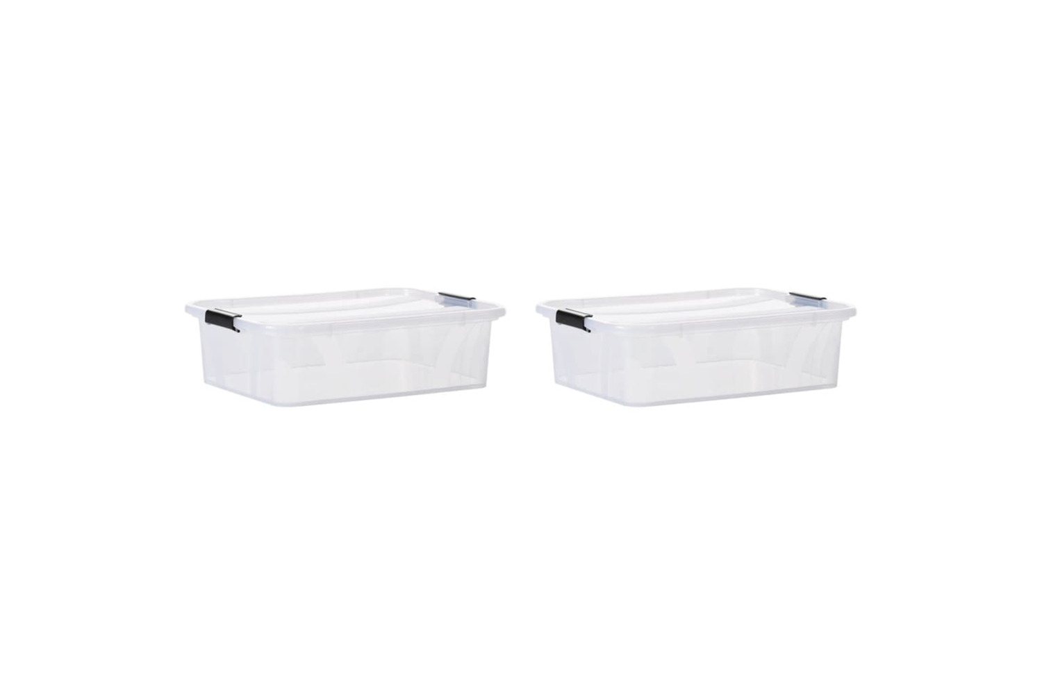 vidaXL 151901 Storage Boxes With Lids 2 Pcs Transparent 21 L