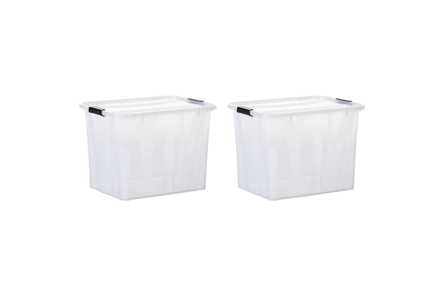 vidaXL 151905 Storage Boxes With Lids 2 Pcs Transparent 55 L