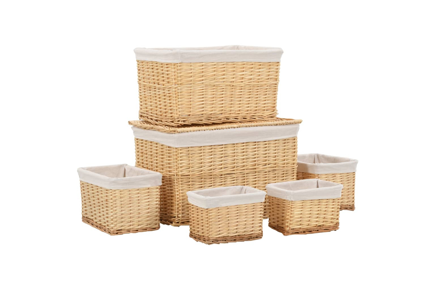 vidaXL 170779 6 Piece Nesting Basket Set Natural Willow