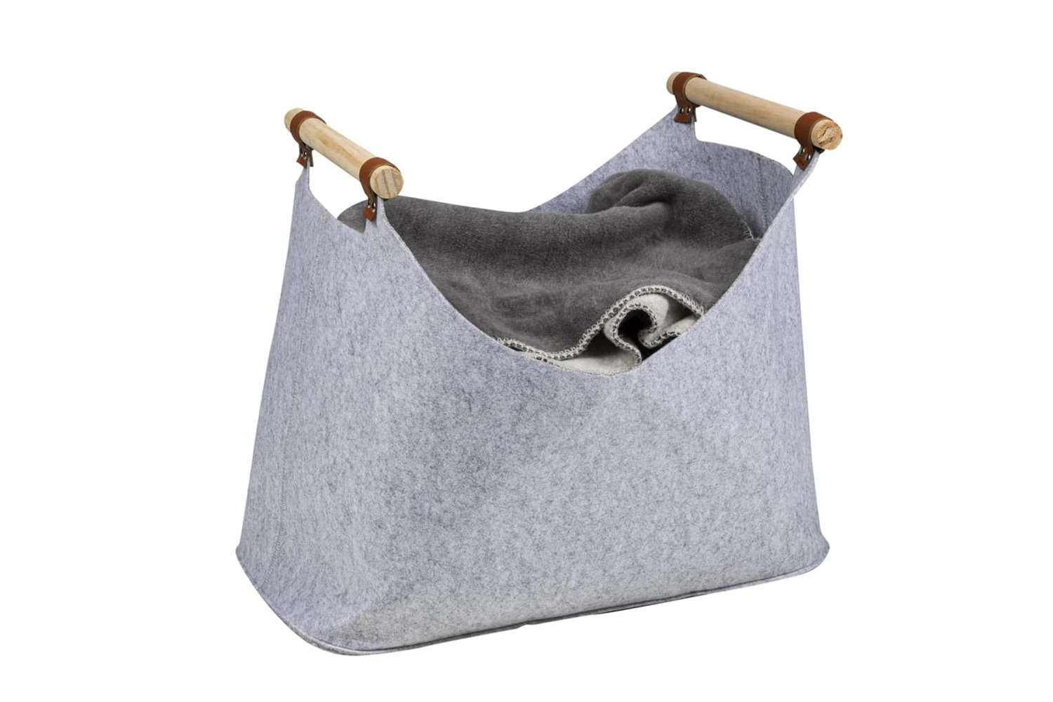 Hi 445593 Felt Basket With 2 Handles 54x30x40 Cm Grey