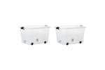 Vidaxl 151911 Storage Boxes With Wheels & Lids 2 Pcs Transparent 60 L