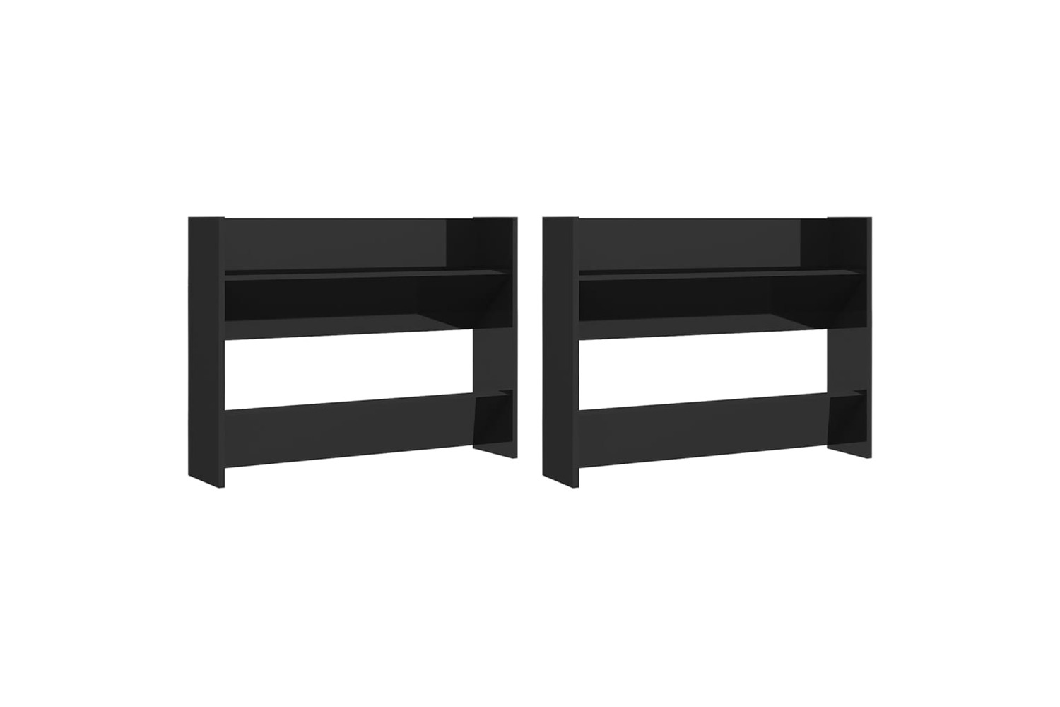 vidaXL 806756 Wall Shoe Cabinets 2 Pcs High Gloss Black 80x18x60cm Engineered Wood