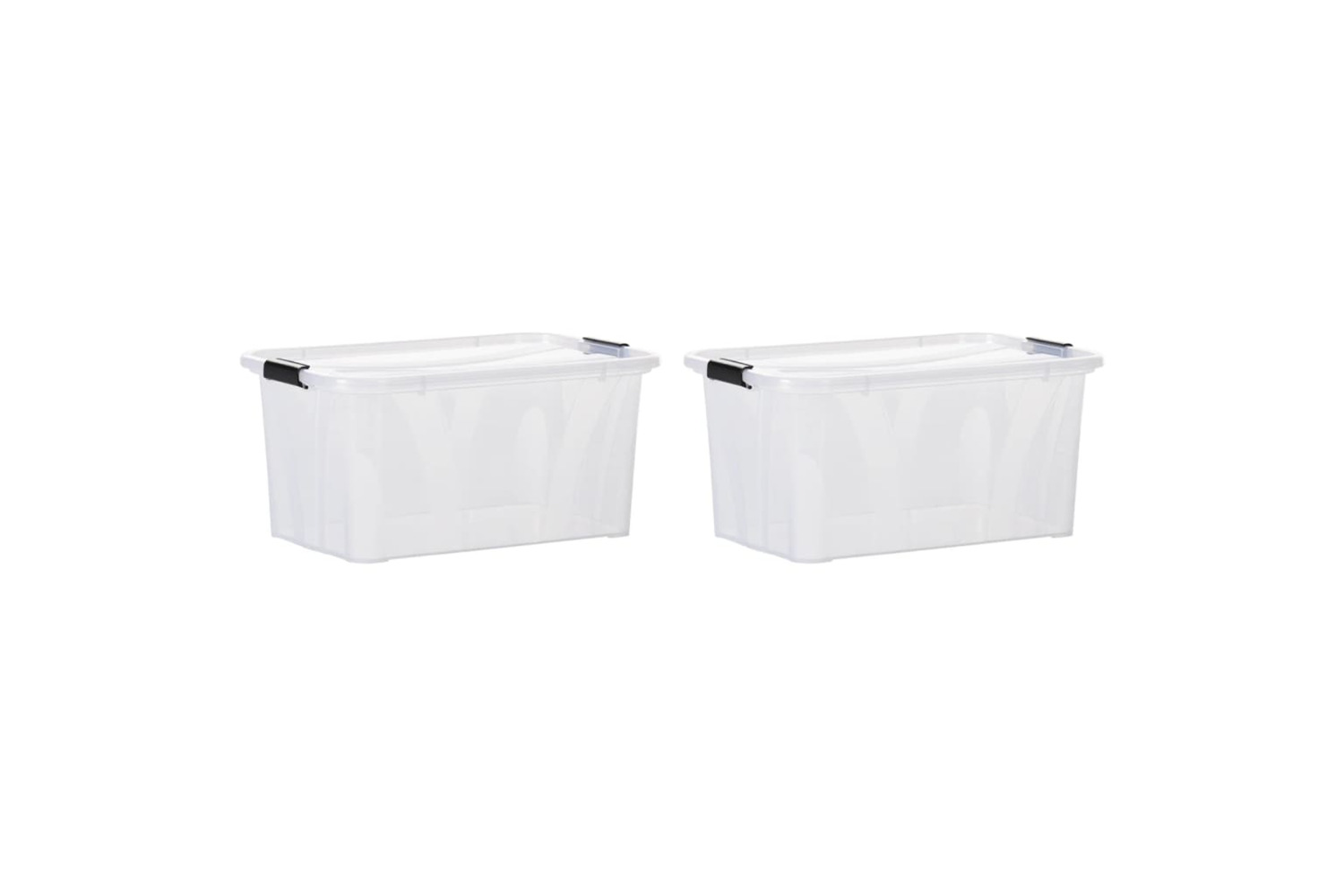 vidaXL 151899 Storage Boxes With Lids 2 Pcs Transparent 14 L