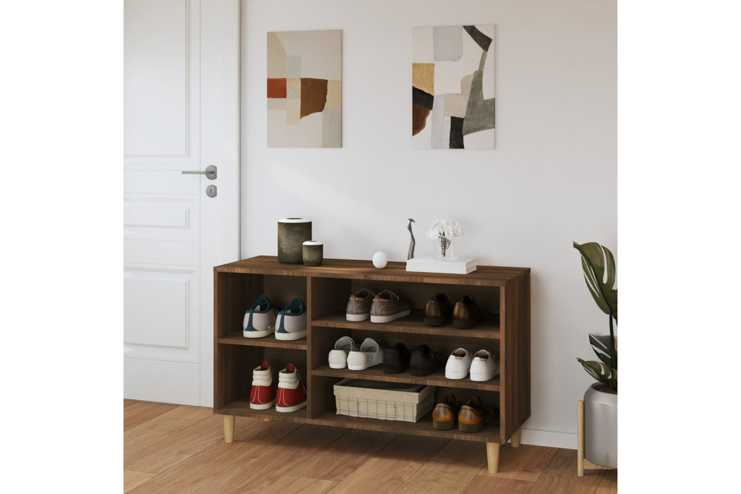 vidaXL 819747 Shoe Cabinet Brown Oak 102x36x60cm Engineered Wood