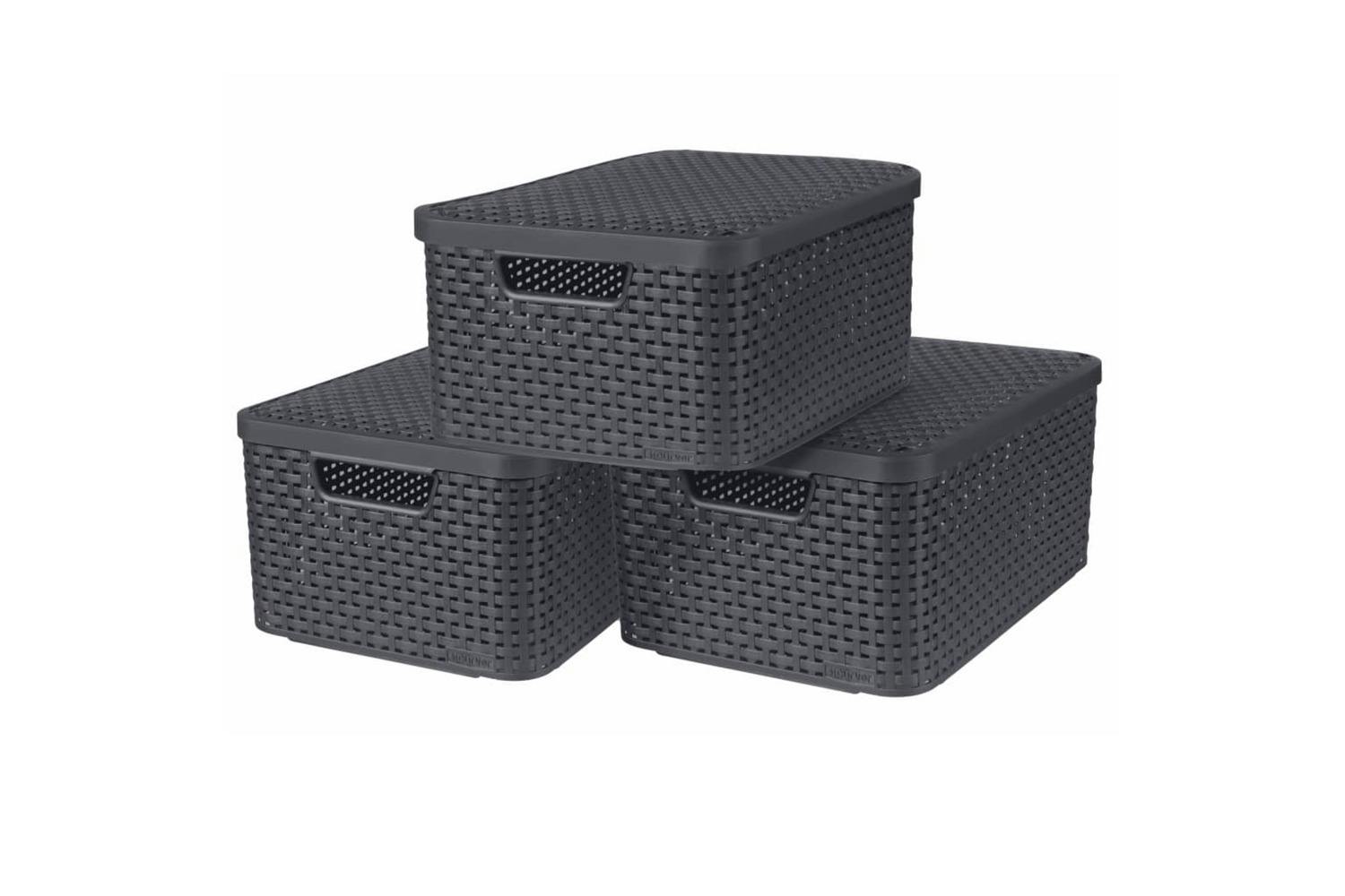 Curver 427234 Style Storage Boxes With Lid 3 Pcs Size M Anthracite