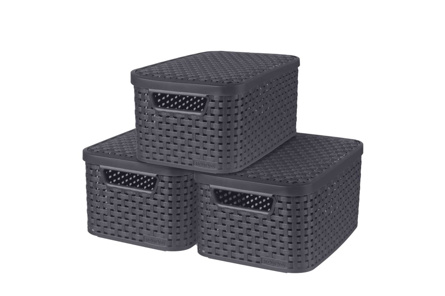 Curver 437446 Style Storage Boxes With Lid 3 Pcs Size S 6l Anthracite