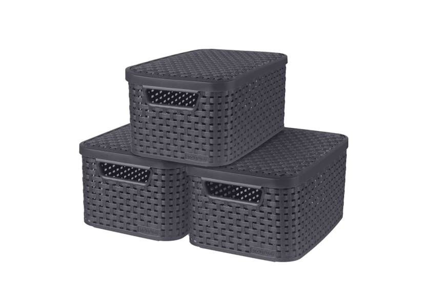 Curver 437446 Style Storage Boxes With Lid 3 Pcs Size S 6l Anthracite