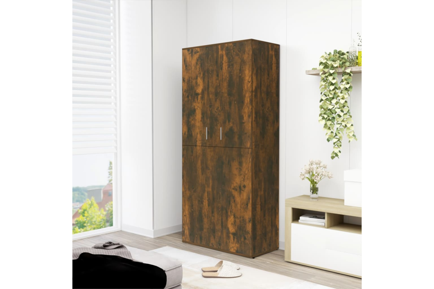 vidaXL 815531 Shoe Cabinet Smoked Oak 80x39x178cm Engineered Wood