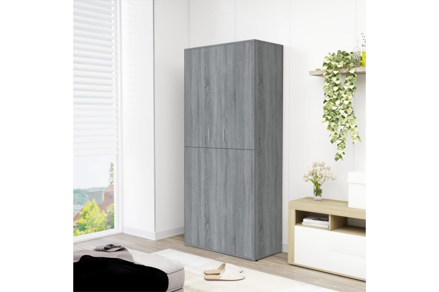vidaXL 815532 Shoe Cabinet Grey Sonoma 80x39x178cm Engineered Wood