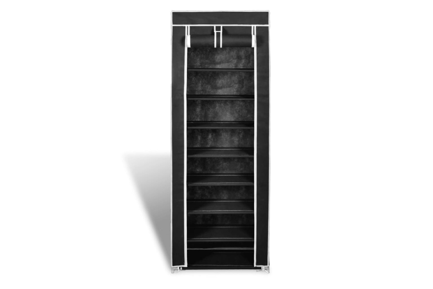 vidaXL 240491 Fabric Shoe Cabinet With Cover 162 X 57 X 29cm Black