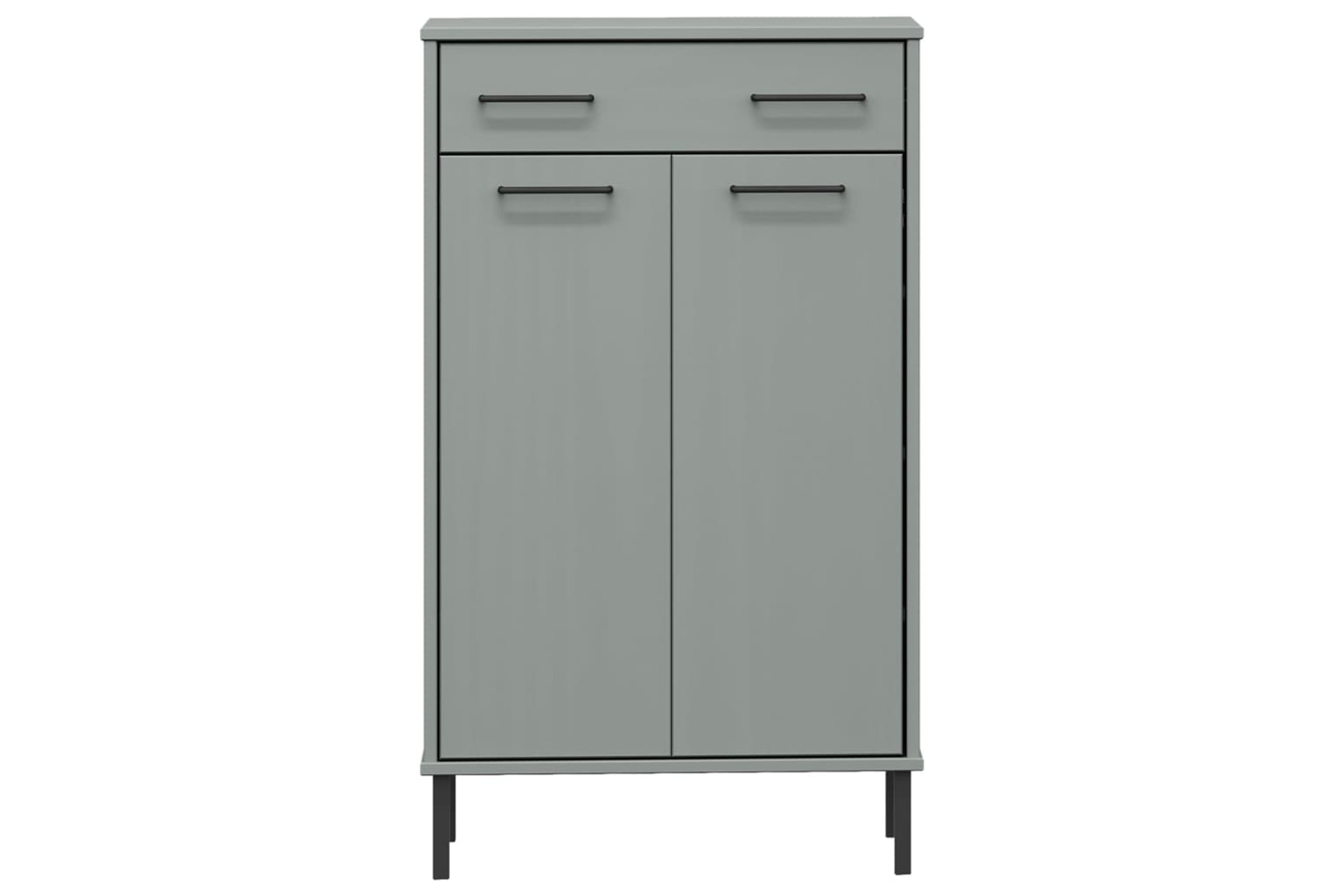 vidaXL 350986 Shoe Rack With Metal Legs Grey Solid Wood Pine Oslo