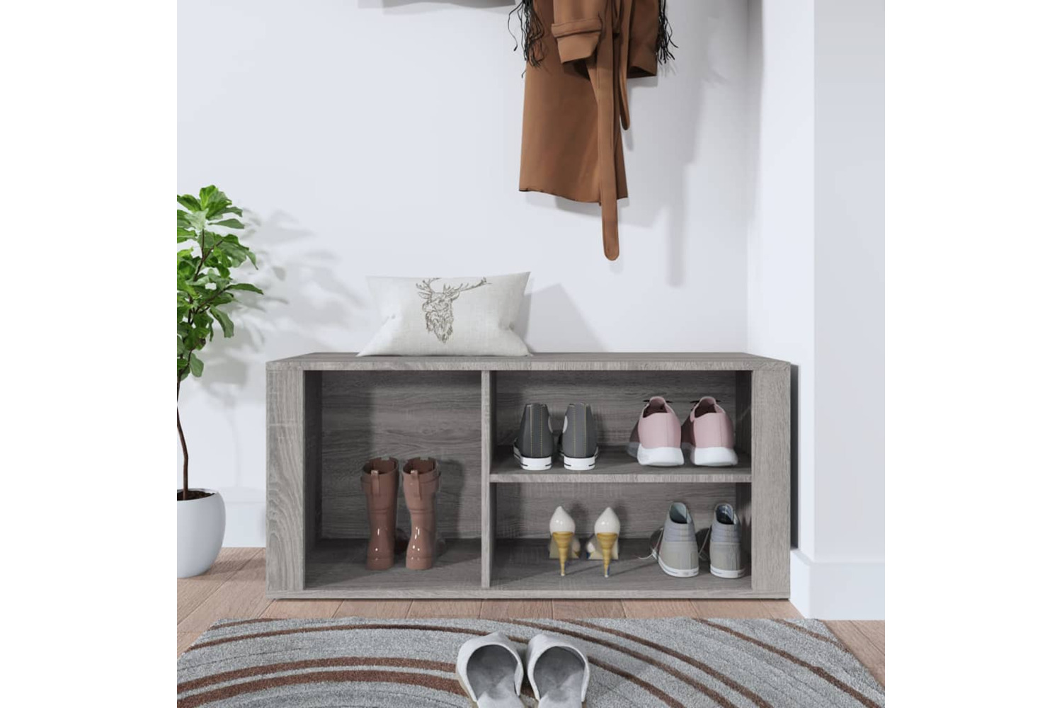 vidaXL 816926 Shoe Cabinet Grey Sonoma 100x35x45cm Engineered Wood