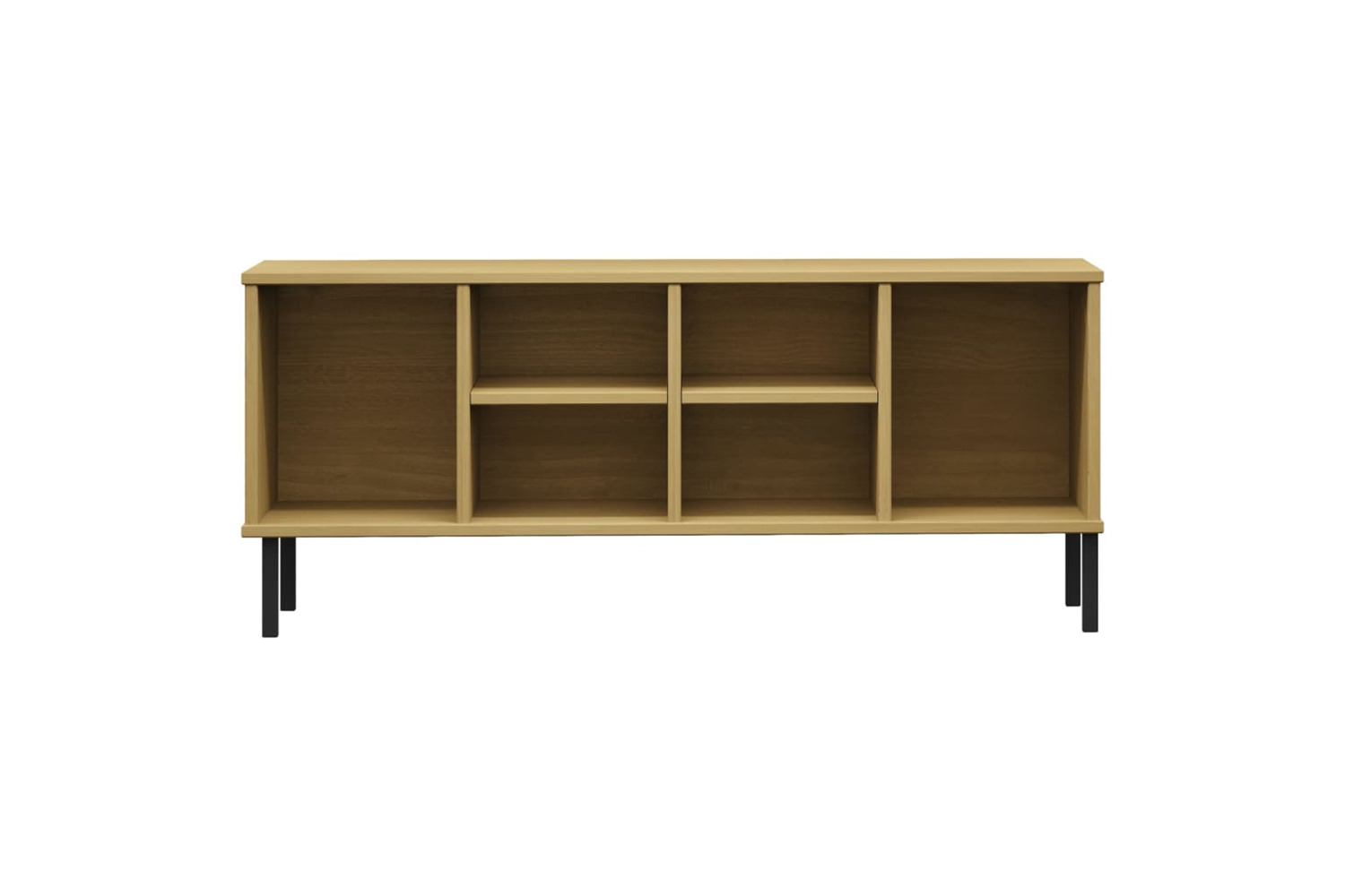 vidaXL 350994 Shoe Rack With Metal Legs Brown 106x35x45cm Solid Wood Oslo