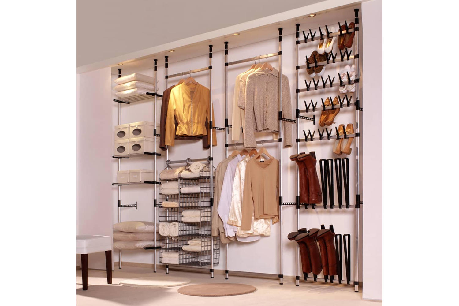 vidaXL 321108 Telescopic Shoe Rack With Rods Aluminium