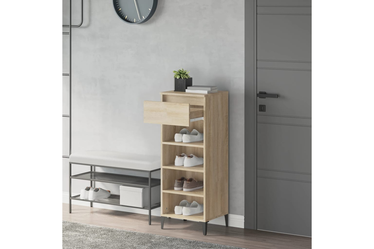 vidaXL 819783 Shoe Rack Sonoma Oak 40x36x105cm Engineered Wood
