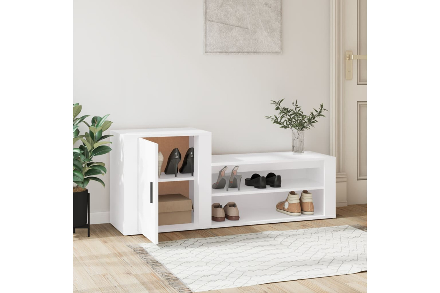 vidaXL 816744 Shoe Cabinet White 130x35x54cm Engineered Wood