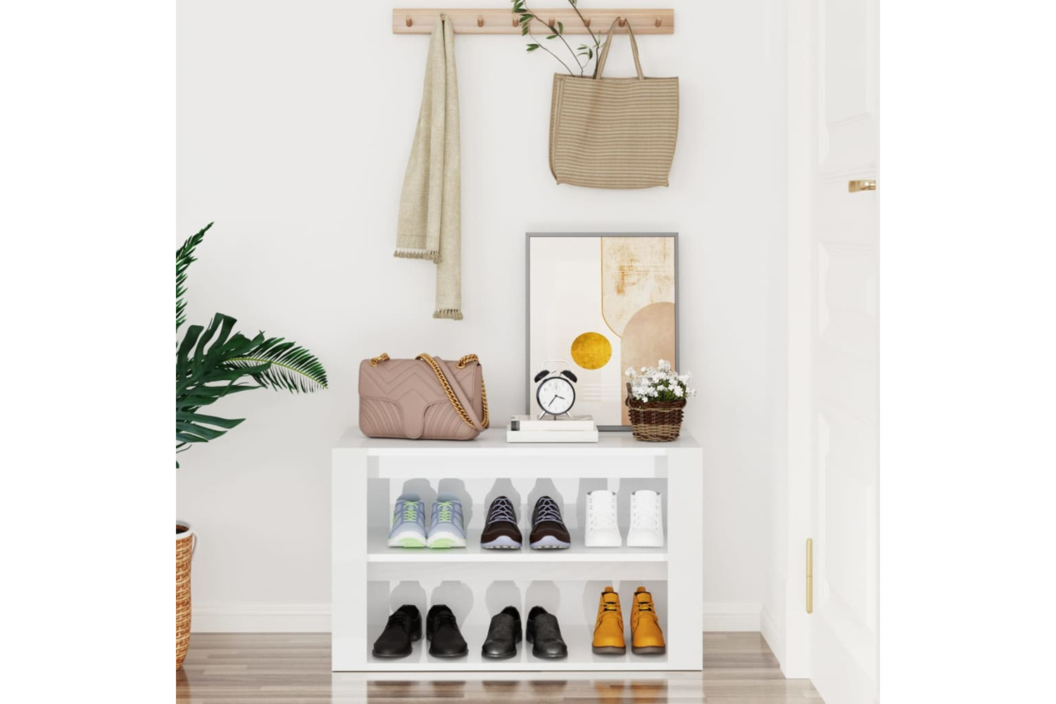 vidaXL 816898 Shoe Rack High Gloss White 75x35x45cm Engineered Wood