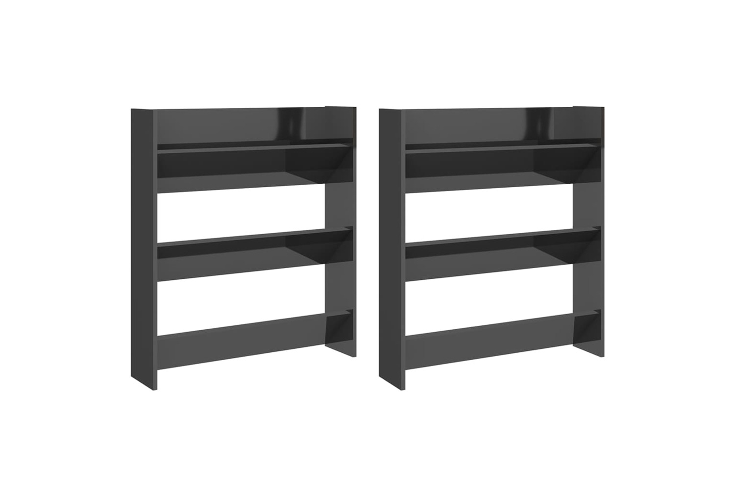 vidaXL 806794 Wall Shoe Cabinets 2 Pcs High Gloss Grey 80x18x90cm Engineered Wood